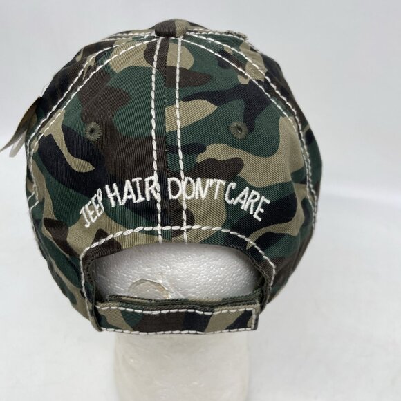 Kbethos "Jeep Hair Don't Care" Baseball Cap NWT Women Camo Distressed - Picture 3 of 7